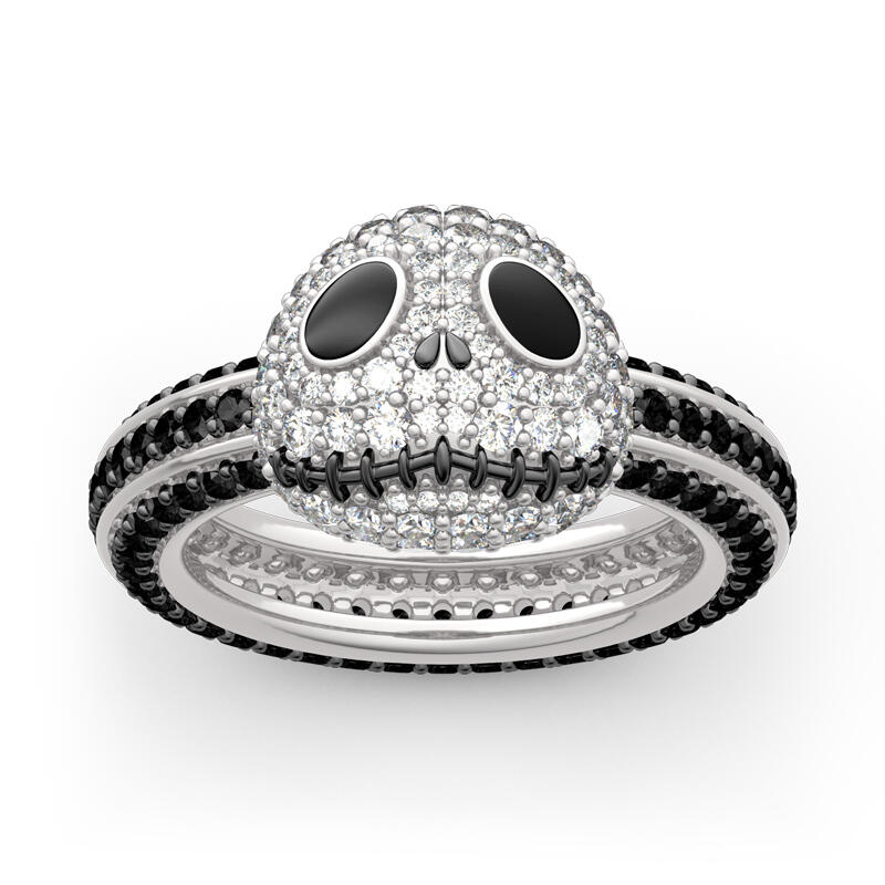 Jeulia "Halloween Fun" Skull Design Sterling Silver Ring