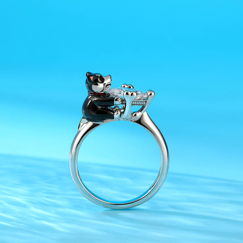 Jeulia Hug Me "Naughty Puppy" Princess Cut Sterling Silver Ring