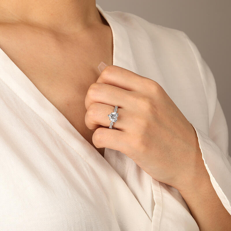 "The String Of My Heart" 2ct Heart Cut Side Stone Engagement Ring