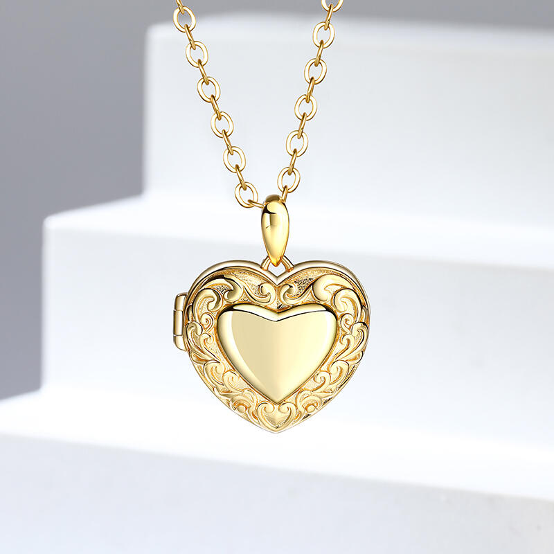 Jeulia Vintage Heart Personalized Photo Sterling Silver Locket Necklace