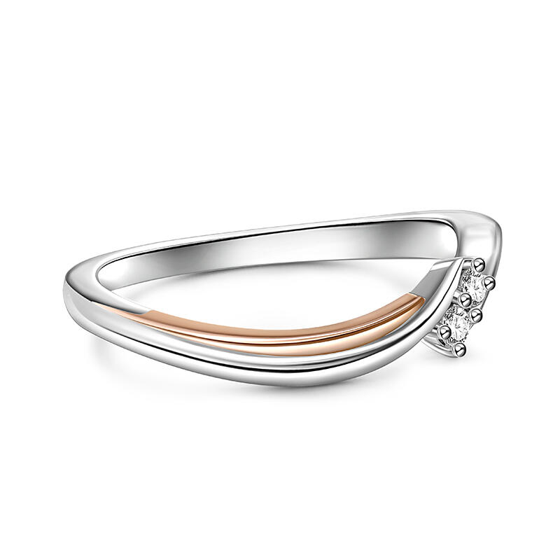 Jeulia Anillo Pareja para Mujer de Plata de Ley con Diseño en Forma de S y Corte Redondo