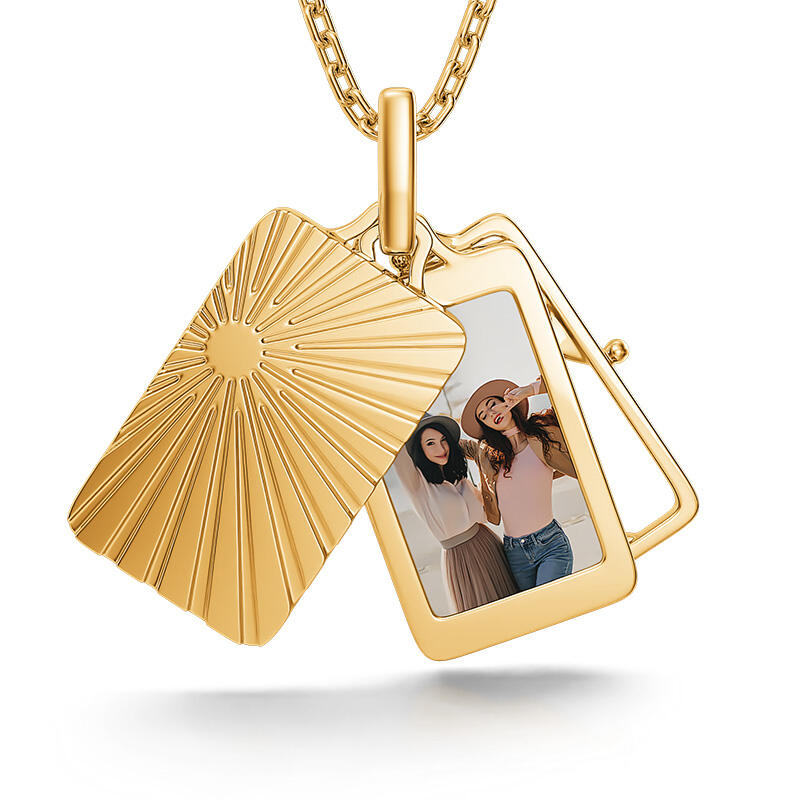 Jeulia サン・ムーン・スター カスタム写真ロケットネックレス