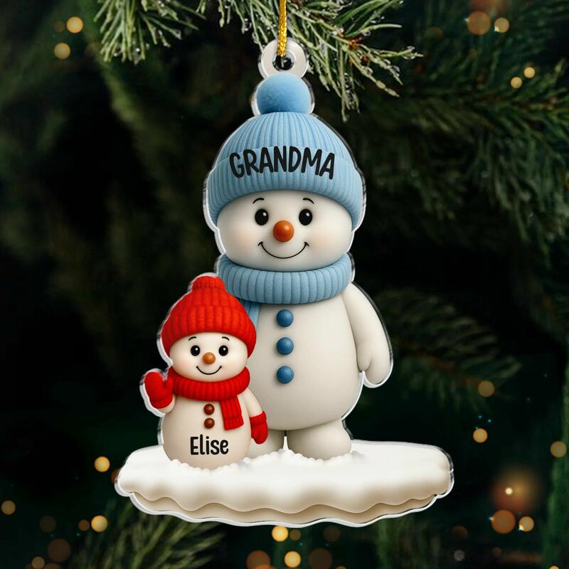 Personalized Snow Name Set Number Ornaments Christmas Gift for Grandma