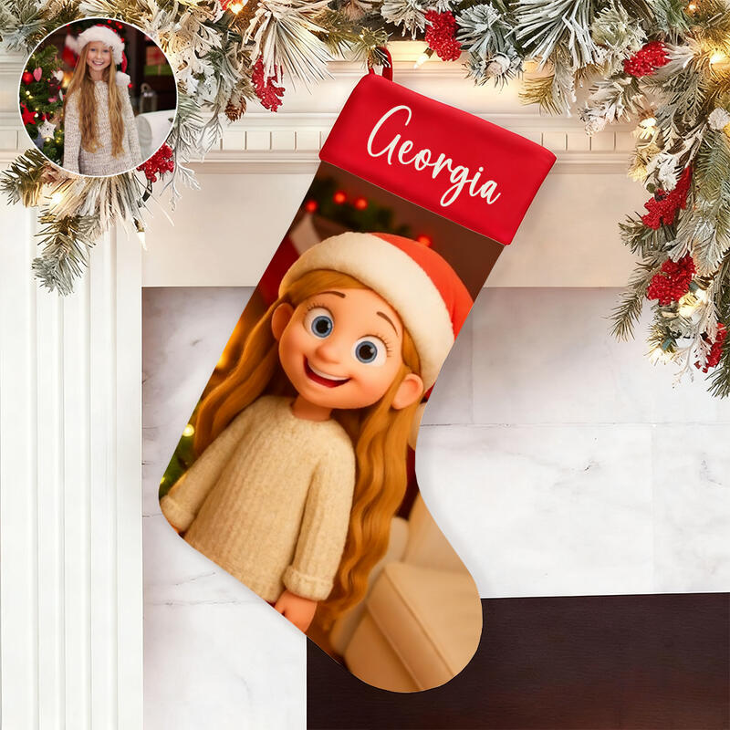 Medias navideñas personalizadas con fotos y nombres de dibujos animados personalizados. Regalos cálidos para niños.