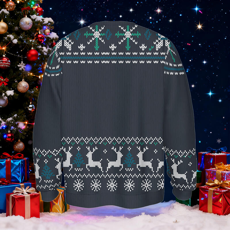 Personalized Ugly Sweater Unisex Pet's Mom Custom Photo Gray Style Design Christmas Gift for Pet Lovers