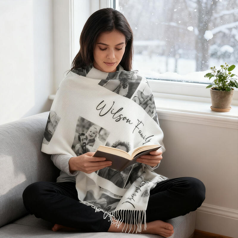 Custom Scarves with Family Photos Are a Practical New Year Gift for Family Members