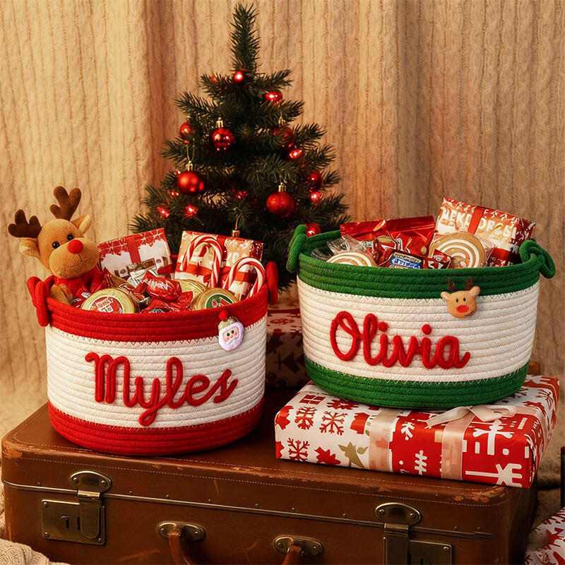 Panier de rangement personnalisé avec nom pour cadeaux de Noël Cadeau intéressant pour les enfants