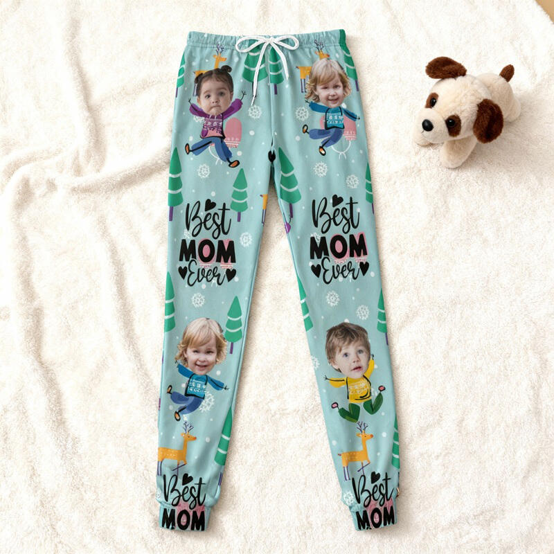 Personliga unisex-joggingbyxor med eget foto på barn söt mönsterdesign present till kära mamma