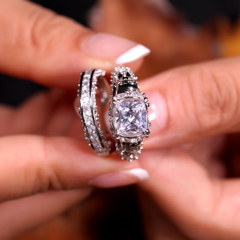 Jeulia プリンセスカット スターリングシルバー ドクロセットリング