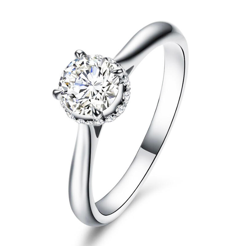 Jeulia Solitaire Round Cut Sterling Silver Ring