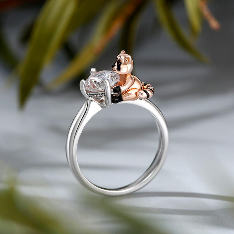 Jeulia Hug Me アライグマ 洗熊 浣熊 ラウンドカット シルバー リング