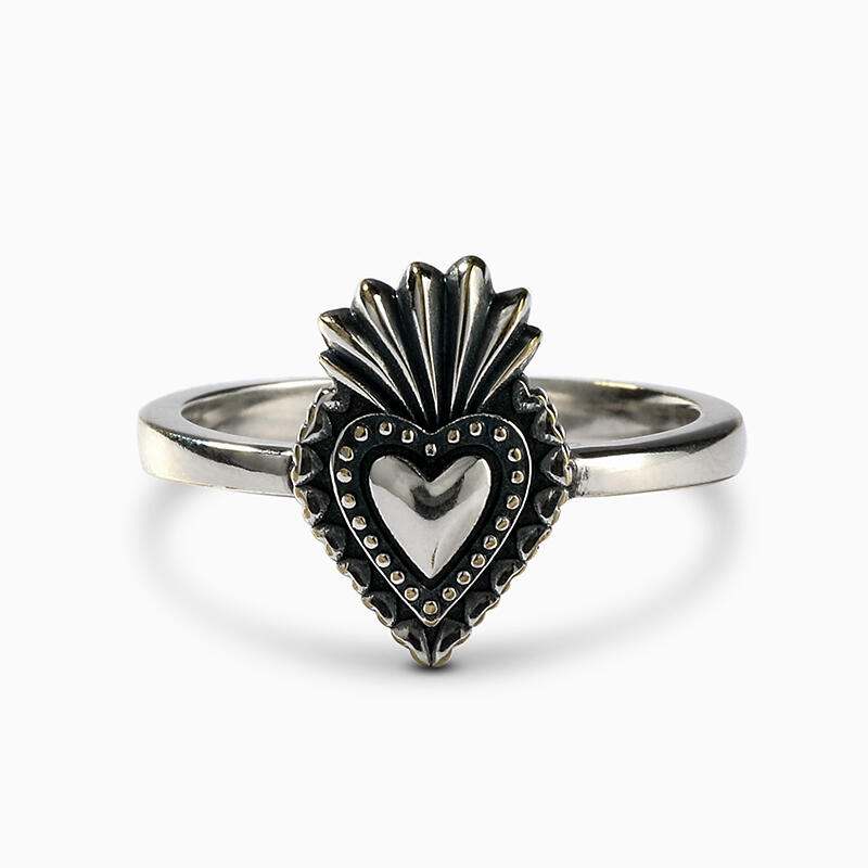 Jeulia Anillo del corazón sagrado de plata de ley