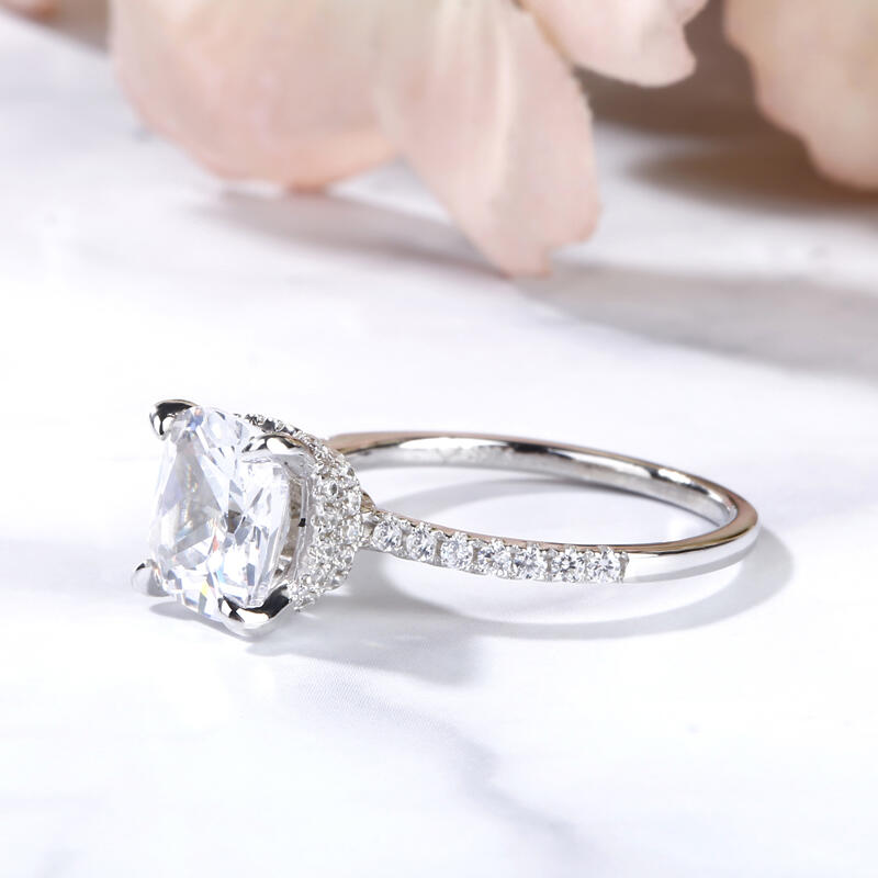 Jeulia Classic Cushion Cut Sterling Silver Ring