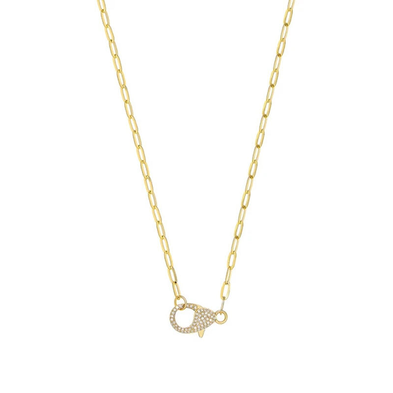 Jeulia "Lobster Clasp" Custom Color Sterling Silver Round Cut Link Chain Necklace