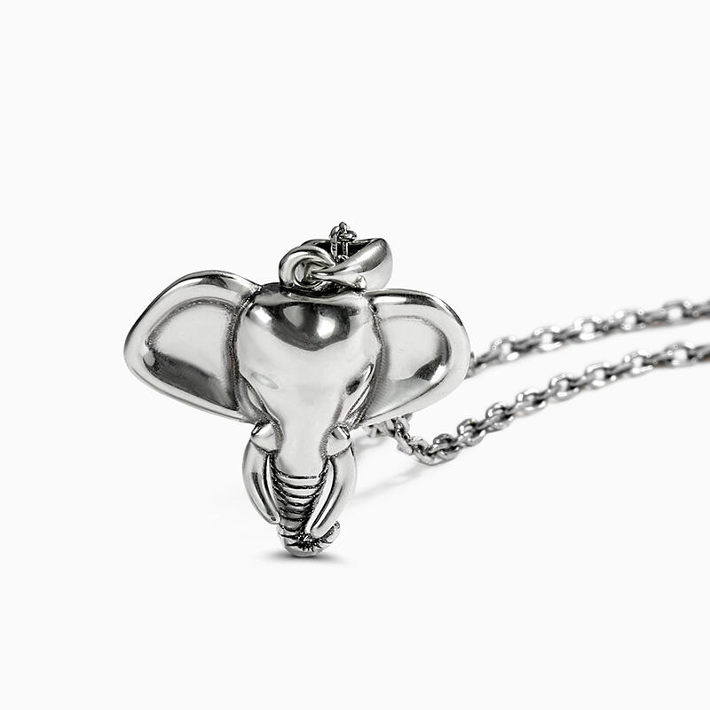 Jeulia "Elephant Head" Safari Sterling Silver Necklace