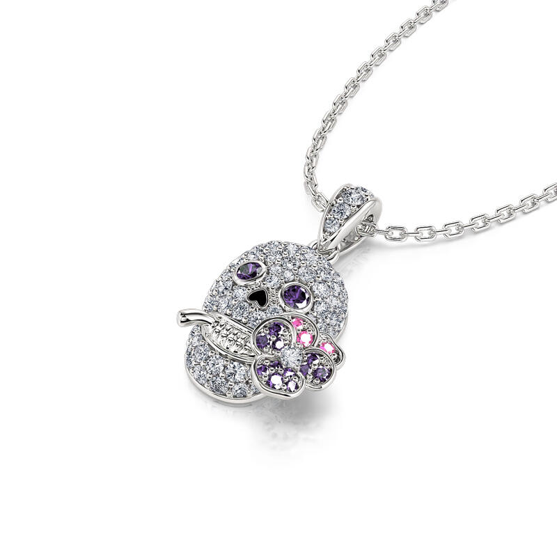 Jeulia "Forever Romance" Skull and Flower Sterling Silver Necklace