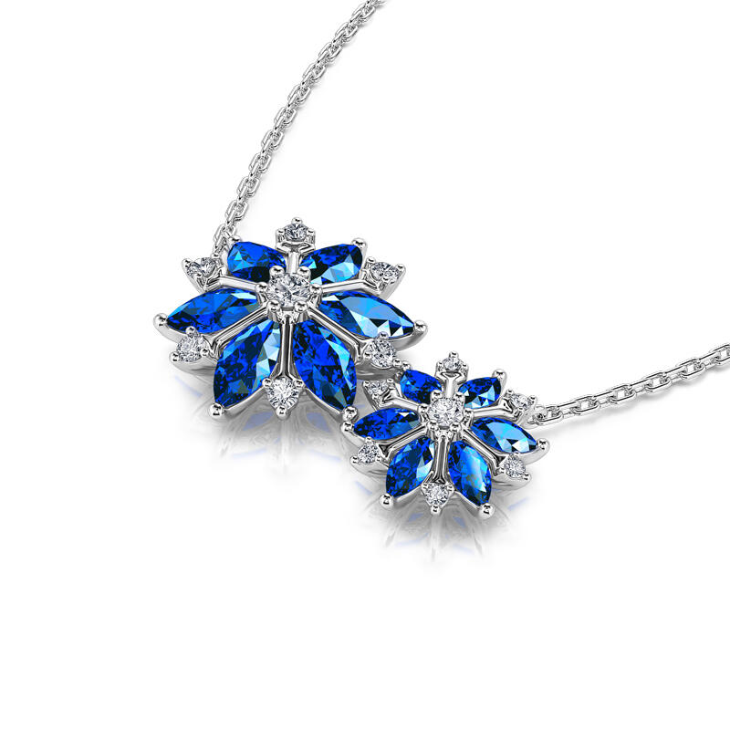 Jeulia "Fancy Snowflake" Marquise Cut Sterling Silver Necklace