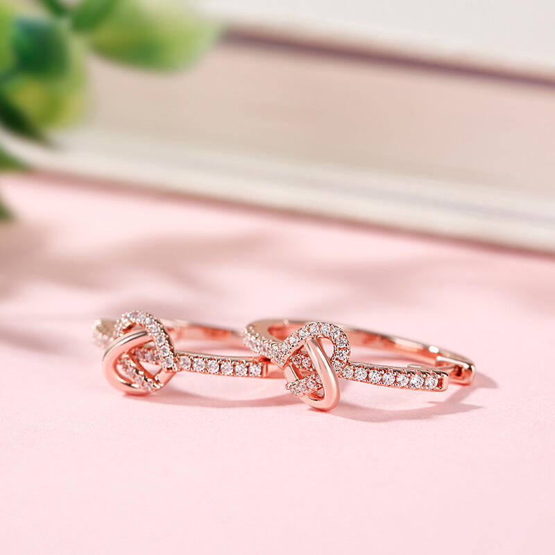 Jeulia "Infinity Heart" Twist Design Round Cut Sterling Silver Earrings