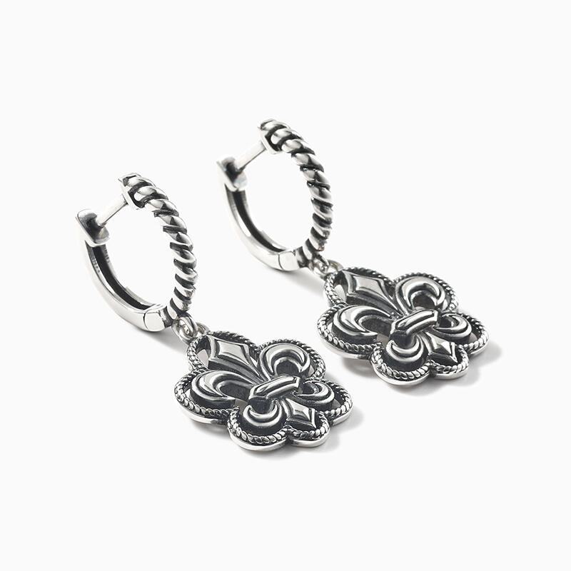 Jeulia "Fleur-De-Lis" Flower Sterling Silver Drop Earrings