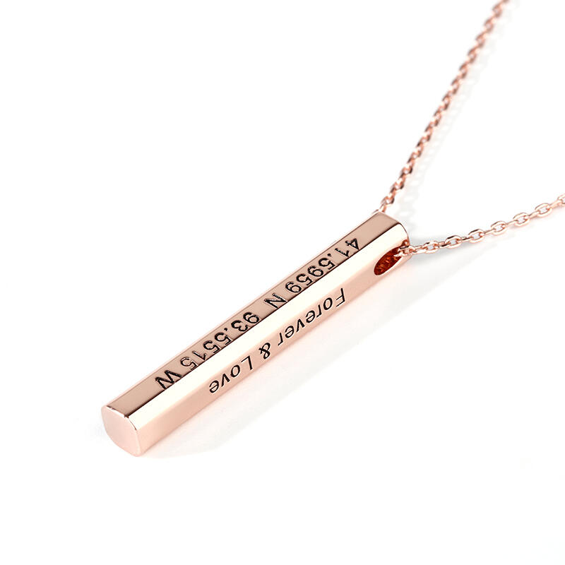 Jeulia "Love Story" Long 3D Bar Necklace