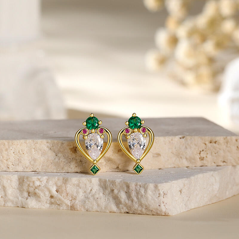 Jeulia "Power" Vintage Queen of Hearts scepter Sterling Silver Earrings