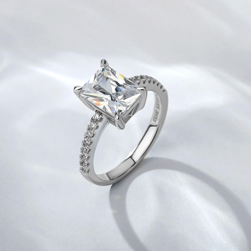 Jeulia Classic Radiant Cut Sterling Silver Ring