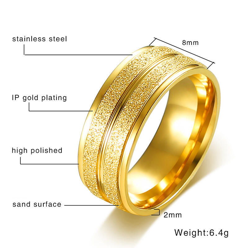 Jeulia Anillo para Hombre de Acero Inoxidable en Tono Dorado Amarillo con Superficie Mate