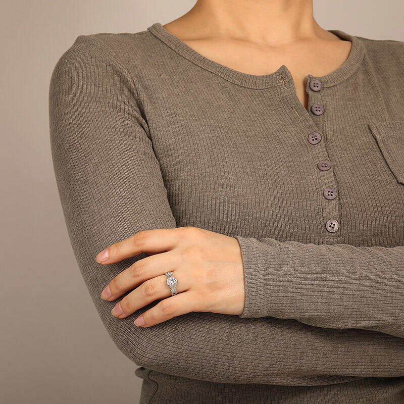 "Blütenmythos" Rundschliff Halo Verlobungsring