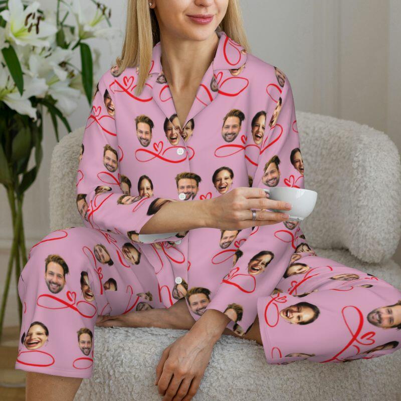 Pigiama personalizzato Foto di coppia personalizzata Modello di amore infinito Design Regalo perfetto per gli innamorati