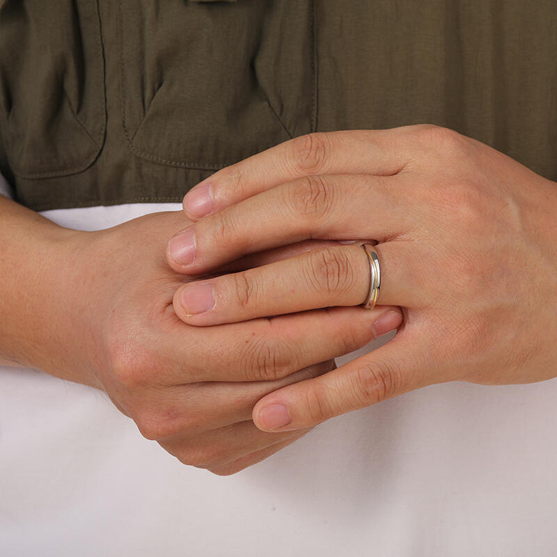 Jeulia Alianza de Boda para Hombre Dos Tonos Diagonal de Plata de Ley