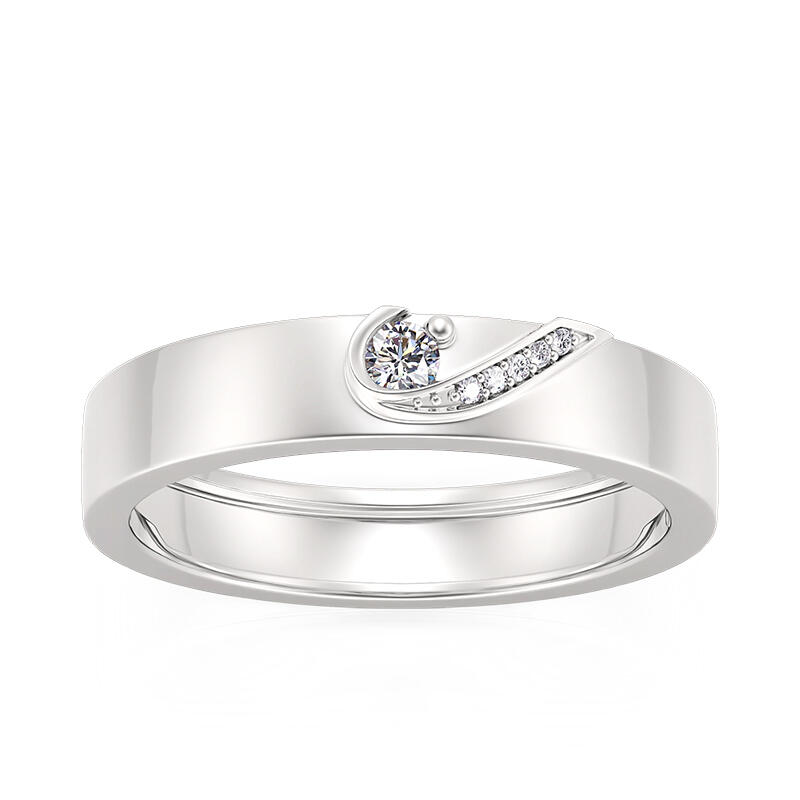 Jeulia Alianza de Boda para Hombre Corazón Simple de Plata de Ley