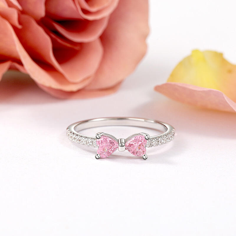 Jeulia Anillo de Promesa con Lazo Simple Personalizado con Media Eternidad