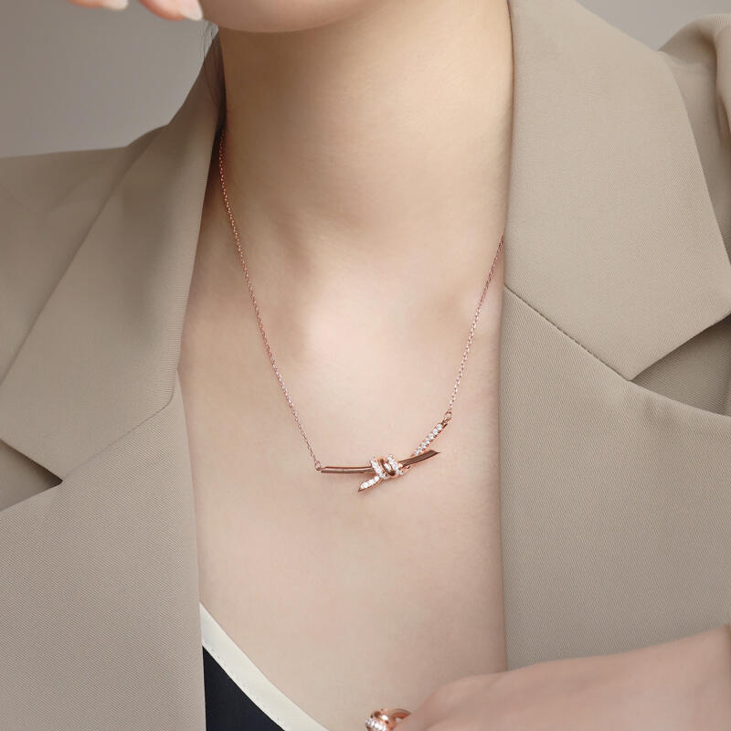 Jeulia Knot Design Sterling Silver Necklace