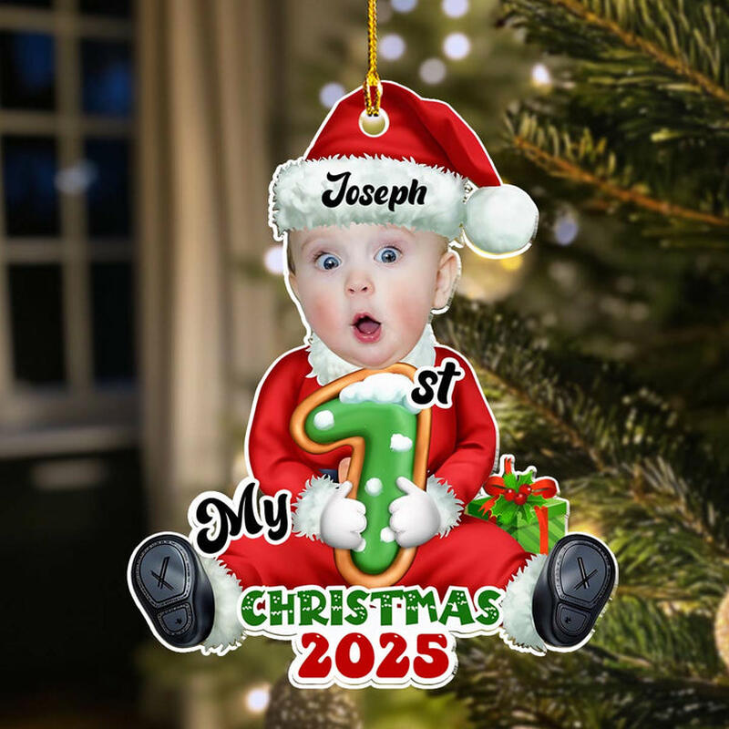 Personalized Christmas Ornaments with Customized Baby Photos for First Christmas Gift