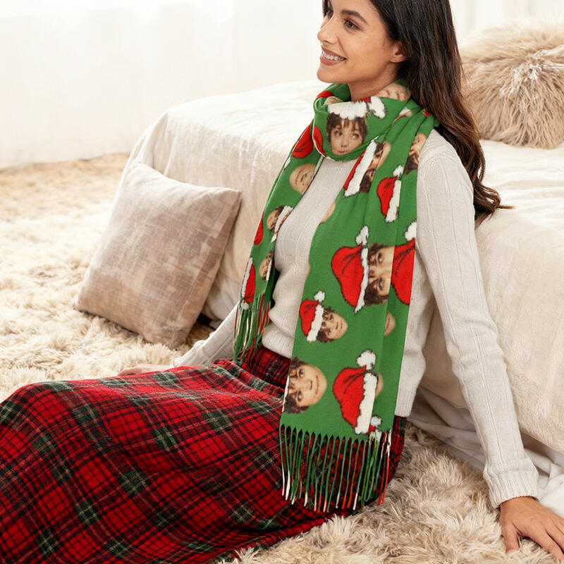Anpassad ansiktsscarf med fototryck julmössa unik present till jul