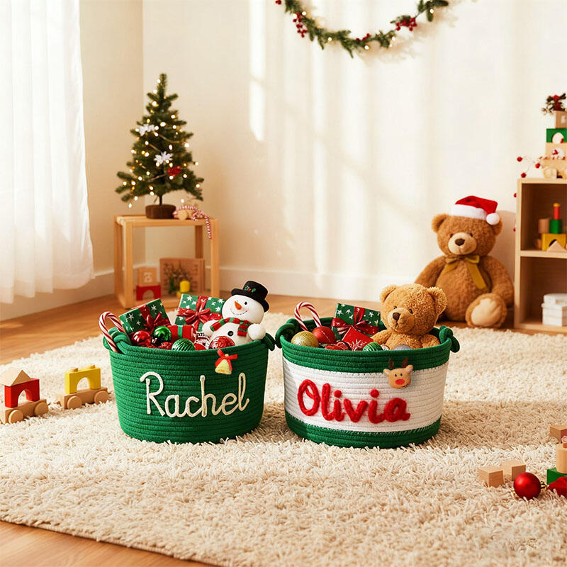 Panier de rangement personnalisé avec nom pour cadeaux de Noël Cadeau intéressant pour les enfants