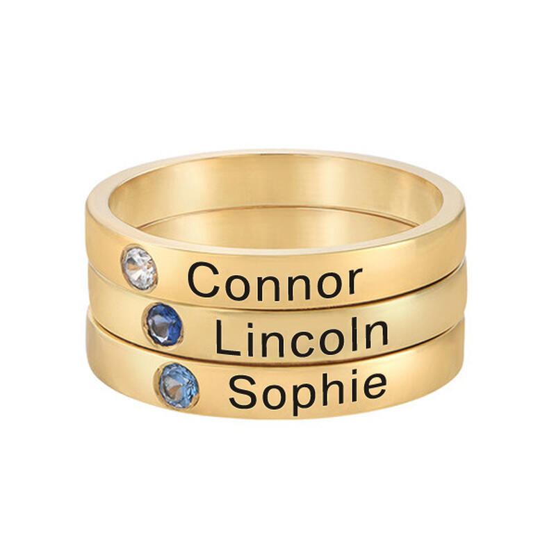 Bague pour Couple Prénom Personnalisé Pierre de Naissance