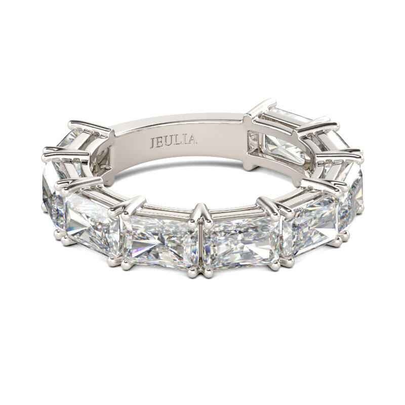 Jeulia Simple Radiant Cut Sterling Silver Women's Band