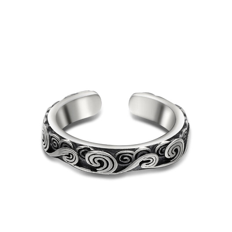 Jeulia "Vintage Cloud" Open Design Sterling Silver Women's Band