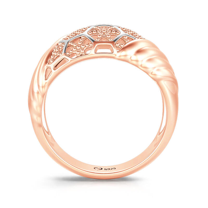 Jeulia Anillo de promesa con dos tonos con copo de nieve de plata de ley