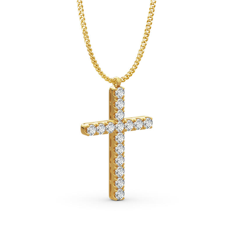 Jeulia Collar Redondo de Plata Esterlina con Diseño Cruz para Hombre