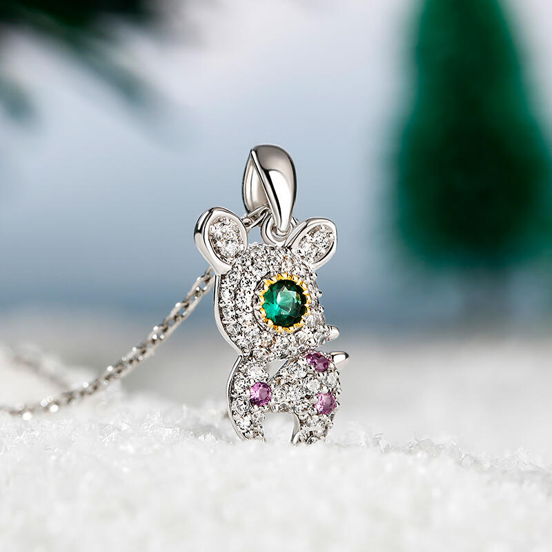 Jeulia トナカイ 鹿デザイン シルバー ネックレス