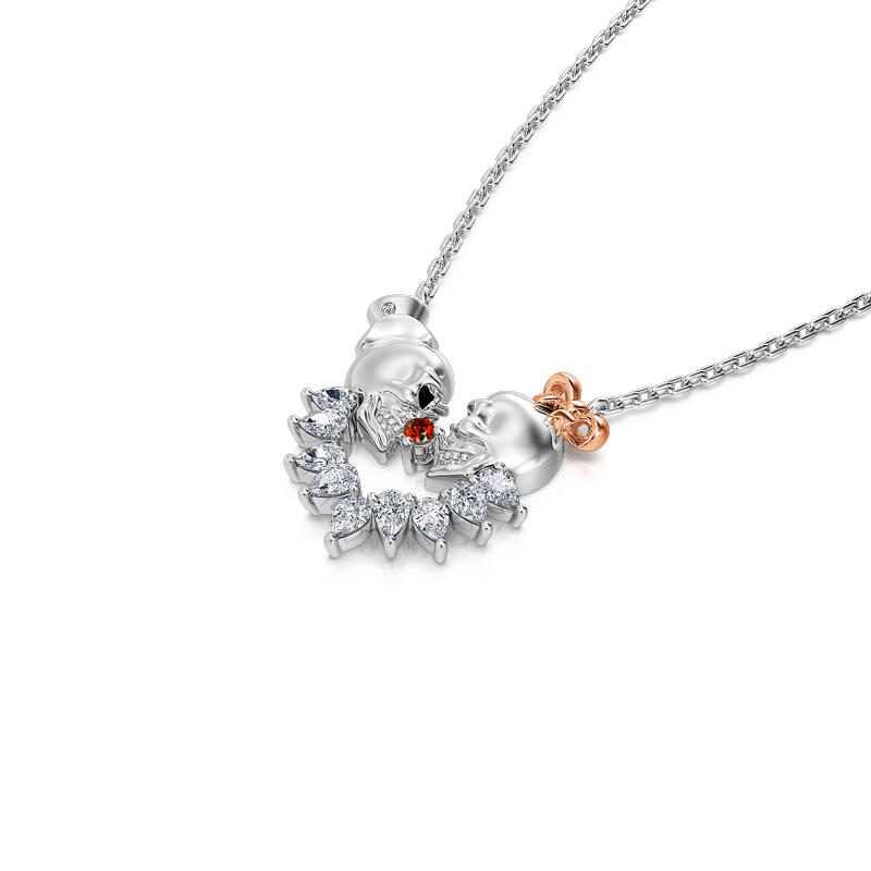 جوليا قلادة القلب زوجين الجمجمة "الحب الأبدي" من الفضة الإسترليني