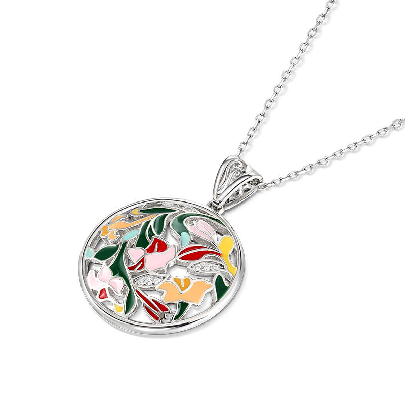 Jeulia Dreamy Garden "Daughter of the Wind" Enamel Sterling Silver Necklace