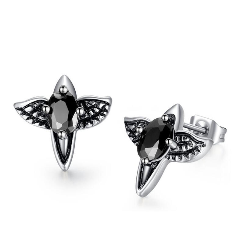 Jeulia Punk Style Eagle Titanium Steel Men's Earrings