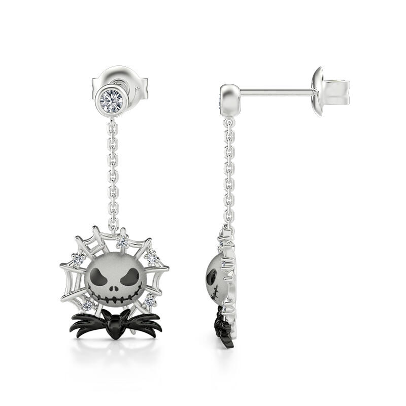 Jeulia Pendientes con colgantes del diseño de calaveras de plata de ley