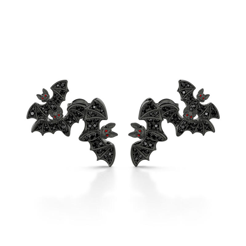 Jeulia "Witches' Familiars" Bat Sterling Silver Earrings