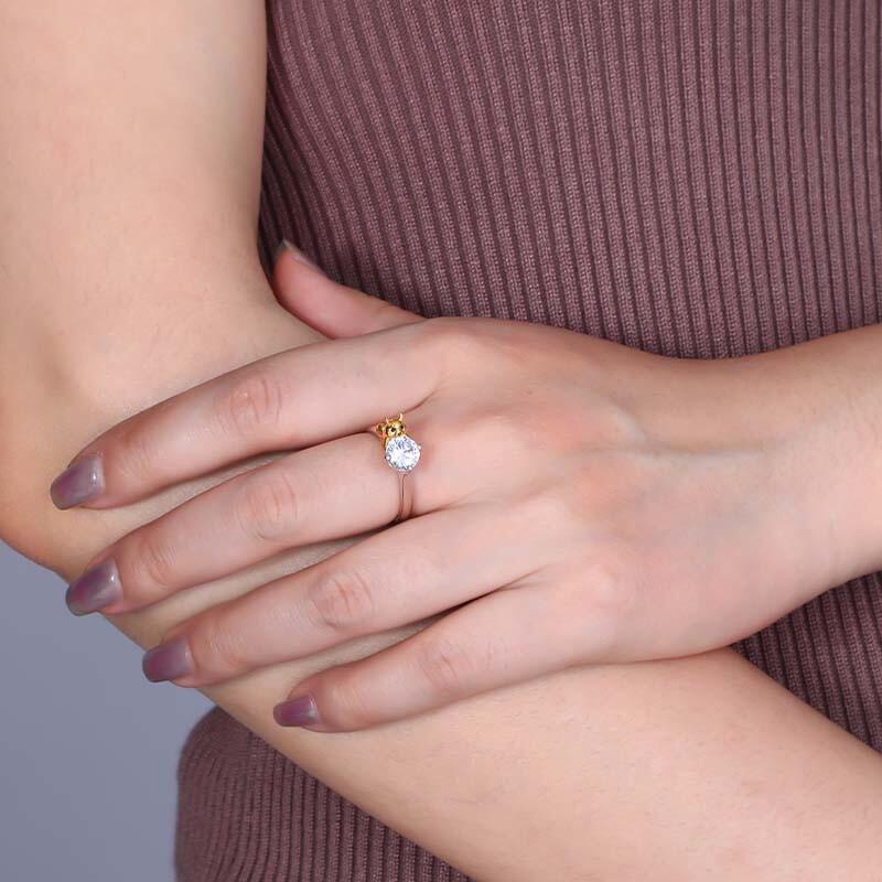 "Garden Elf" Round Cut Side Stone Engagement Ring