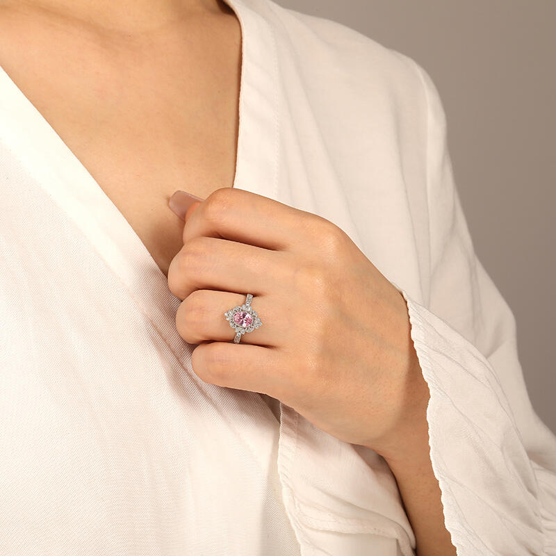 "Flower In The Mirror" Oval Cut Halo Engagement Ring