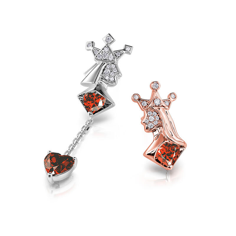 Jeulia "Poker Secrets" örhängen i sterlingsilver med hjärtslipning, oparade